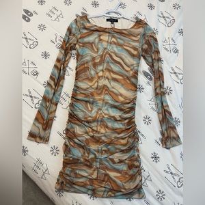 New Dynamite long sleeve mini mesh dress